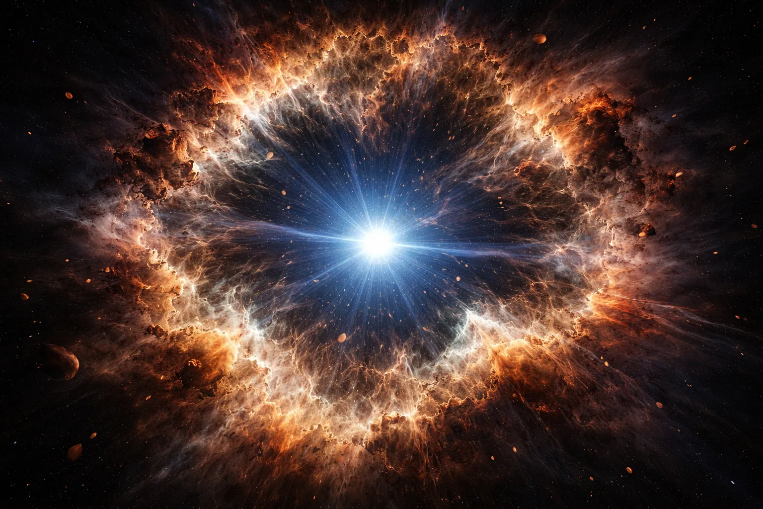 A neutron star pulsar beaming radiation into space