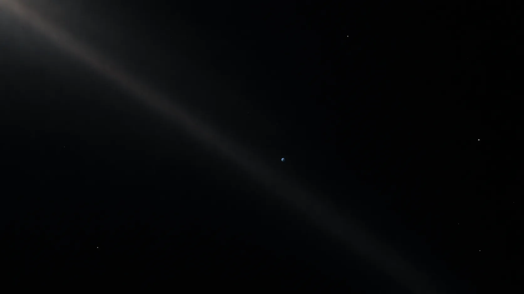 The remastered 2020 version of the Pale Blue Dot image, showing Earth as a tiny point against deep space.