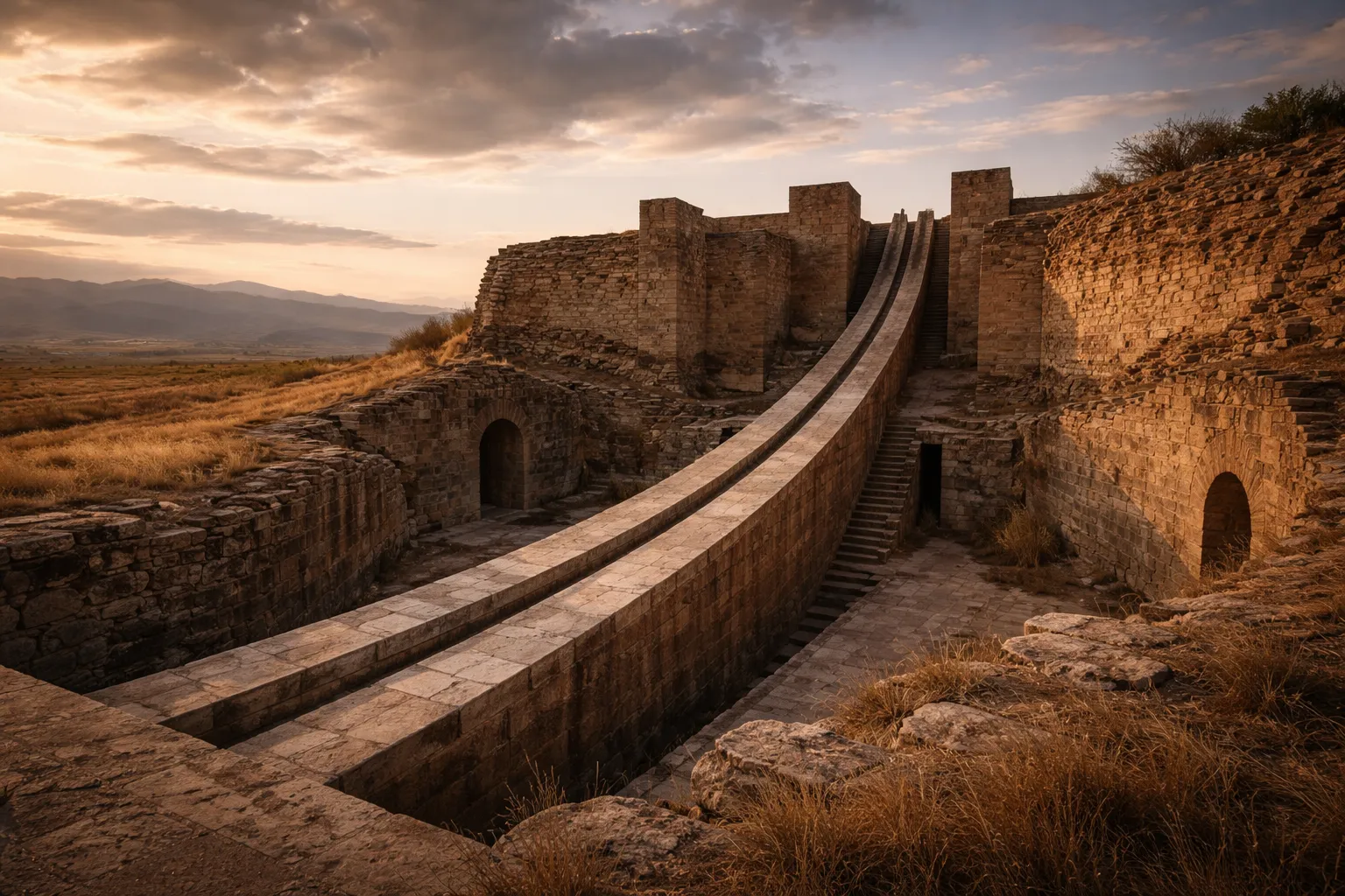 The surviving channel of Ulugh Beg's great arc sextant, still visible at the Samarkand site today.