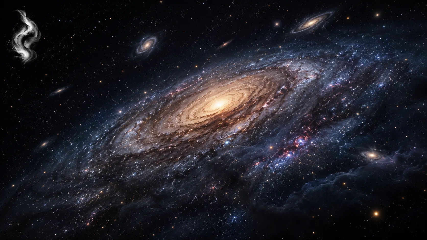 Spiral galaxy with golden core in deep field